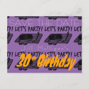 30th Birthday 60s Let's Party Save the date 3 Announcement Postcard