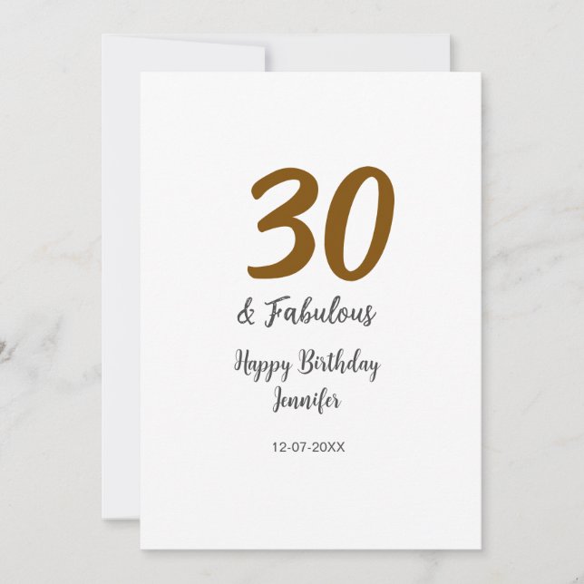 30th birthday add name date year black  card (Front)
