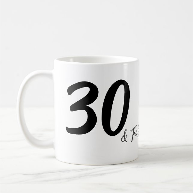 30th birthday add name date year black  coffee mug (Left)