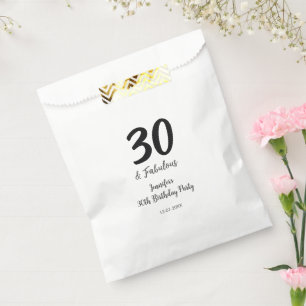 30th birthday add name date year black favour bag