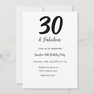 30th birthday add name date year black QR Invitation