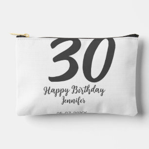 30th birthday add name date year black template  accessory pouch