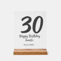 30th birthday add name date year black template