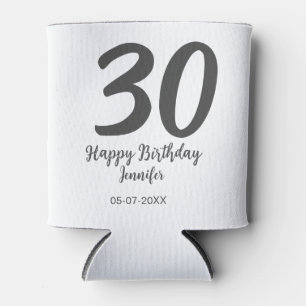 30th birthday add name date year black template can cooler