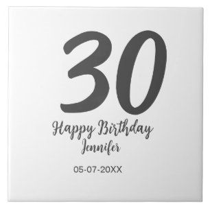 30th birthday add name date year black template ceramic tile