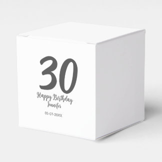 30th birthday add name date year black template favour box