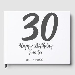 30th birthday add name date year black template  guest book