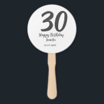30th birthday add name date year black template  hand fan<br><div class="desc">editable design</div>