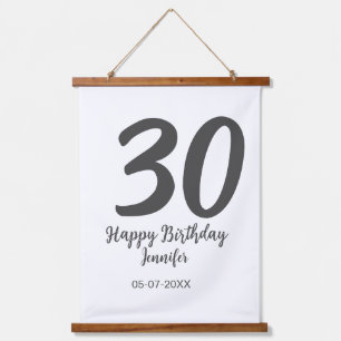 30th birthday add name date year black template hanging tapestry