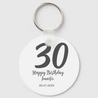 30th birthday add name date year black template  key ring