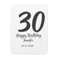 30th birthday add name date year black template