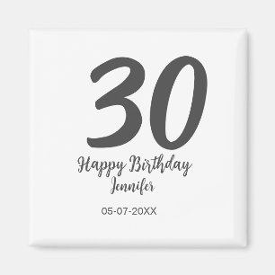 30th birthday add name date year black template magnet