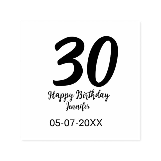 30th birthday add name date year black template  self-inking stamp (Design)