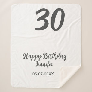 30th birthday add name date year black template sherpa blanket