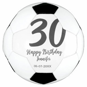 30th birthday add name date year black template soccer ball