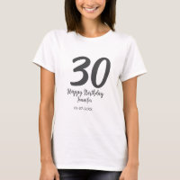 30th birthday add name date year black template