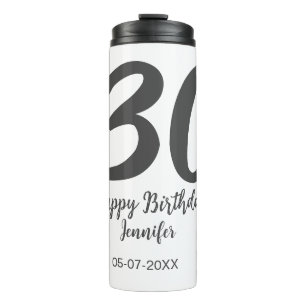 30th birthday add name date year black template thermal tumbler