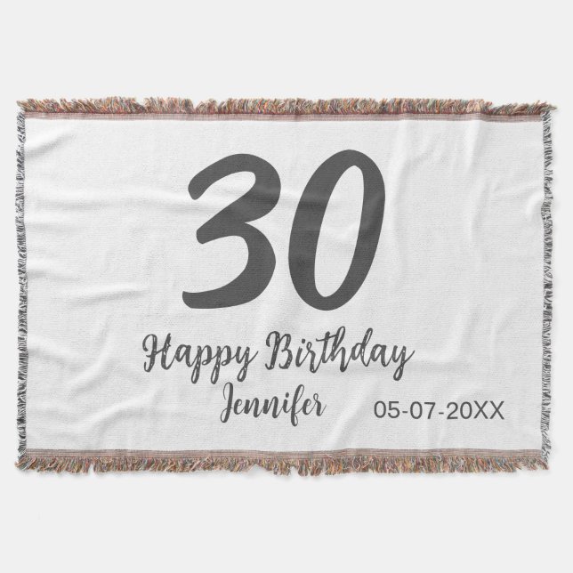 30th birthday add name date year black template  throw blanket (Front)