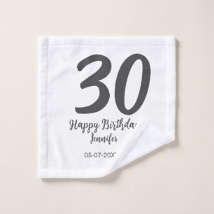 30th birthday add name date year black template  wash cloth