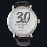 30th birthday add name date year black template  watch<br><div class="desc">editable design</div>