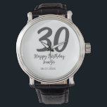30th birthday add name date year black template  watch<br><div class="desc">editable design</div>
