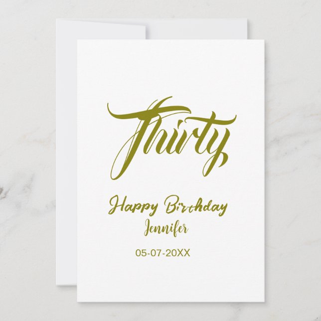 30th birthday add name date year gold template thi (Front)