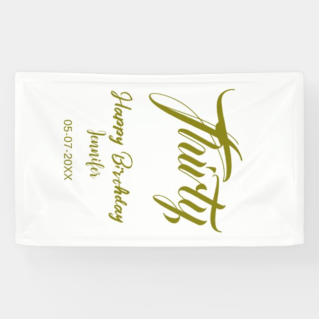 30th birthday add name date year gold template thi banner (Horizontal)