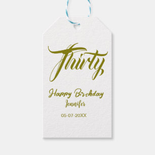 30th birthday add name date year gold template thi gift tags