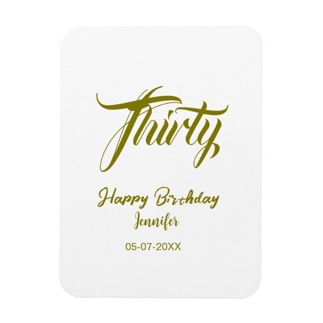 30th birthday add name date year gold template thi magnet (Vertical)