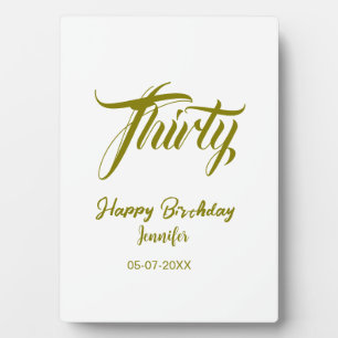 30th birthday add name date year gold template thi plaque