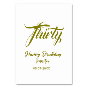 30th birthday add name date year gold template thi table number