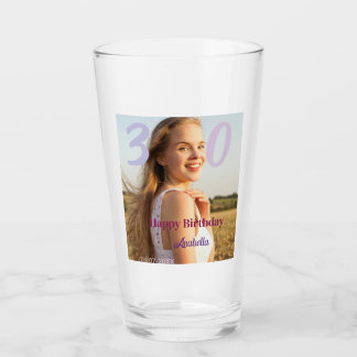 30th birthday add name date year PURPLE PINK BOLD Glass