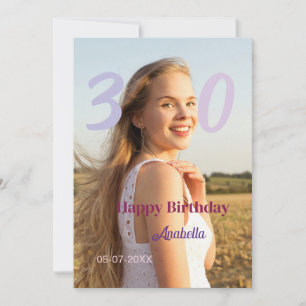 30th birthday add name date year PURPLE PINK BOLD Invitation