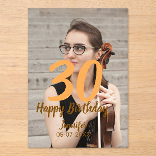30th birthday add name date year white photo acrylic invitations