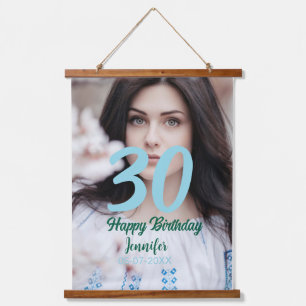 30th birthday add name date year white photo hanging tapestry