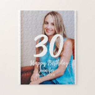 30th birthday add name date year white photo jigsaw puzzle