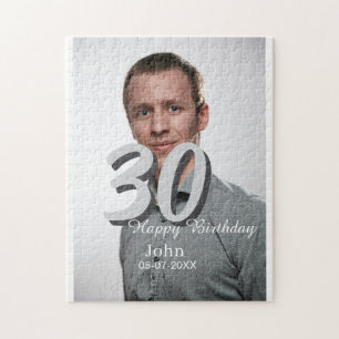 30th birthday add name date year white photo jigsaw puzzle