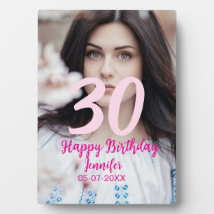 30th birthday add name date year white photo plaque