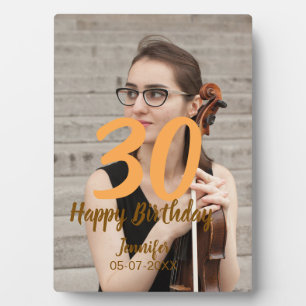 30th birthday add name date year white photo plaque