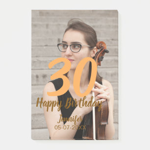 30th birthday add name date year white photo post-it notes