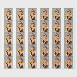 30th birthday add name date year white photo wrapping paper