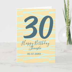 30th birthday add name date year yellow blue paste card