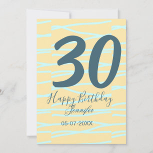 30th birthday add name date year yellow blue paste invitation