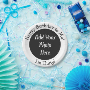 30th Birthday Add Your Photo Custom Paper Plate