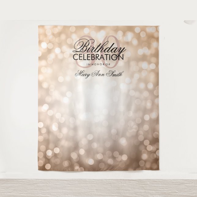 30th Birthday Backdrop Rose Gold Glitter Lights Tapestry (Front)