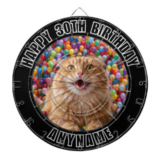 30TH BIRTHDAY Balloons Background CUSTOM CAT PHOTO Dartboard