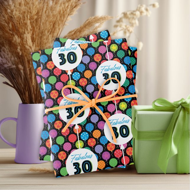 30th Birthday Balloons   Wrapping Paper Sheet (Creator Uploaded)