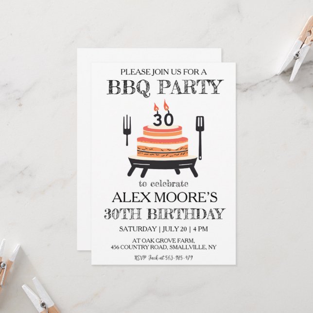 30th birthday bbq invitations (Front/Back In Situ)