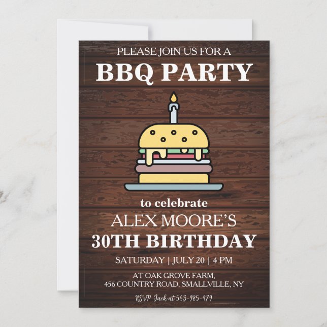 30th birthday bbq invitations (Front)