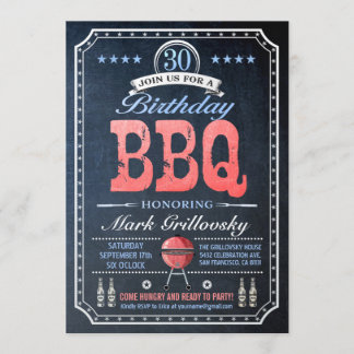 30th Birthday BBQ Invitations | Chalkboard